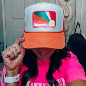 Colorful Trucker Hat with Sunburst Patch brand new never worn